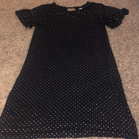 Navy blue summer dress with gold stars - Picture 1 of 3